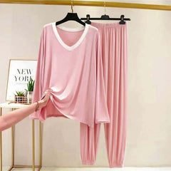 Contrast Neck-Style 2-Pcs Lounge And Night Wear Suit. WLW-10