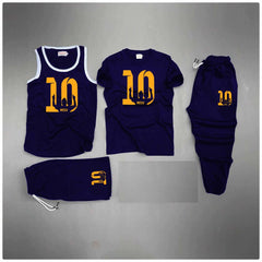 Blue Messi-10 Printed Bundle Of 4 Dry-Fit Complete Summer Deal.
