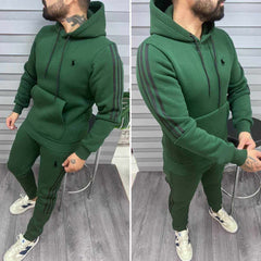 RL Casual Striped Hoodie Style 2-Pcs Winter Tracksuit. MWTS-503