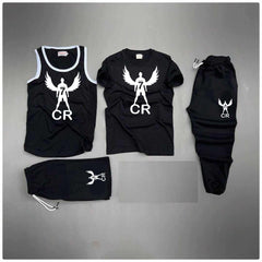 Black Cr-7 Wing's Printed Bundle Of 4 Dry-Fit Complete Summer Deal.