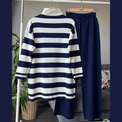 Sweatstyle Stripe Printed Premium Quality Winter 2-Pcs Tracksuit For Her.