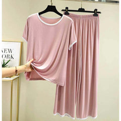 Contrast Tape-Style 2-Pcs Lounge And Night Wear Suit. WLW-07