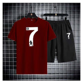 CR-7 Casual Printed 2-Pcs Summer Suit