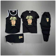 Black Dollar Capture Printed Bundle Of 4 Dry-Fit Complete Summer Deal.