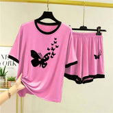 Contrast-Tape Short Style Printed 2-Pcs Summer Launge & Night Wear Suit. WLW-04