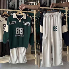 Cali-89 Collar Cargo Style 2-Pcs Winter Tracksuit For Her. WWTS-45