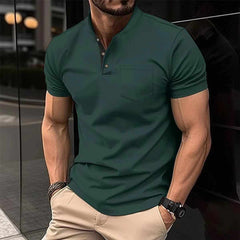 Green Ben Collar Pocket Style Summer Tshirt MSDTS-05