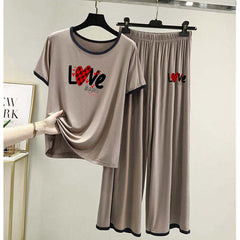 Contrast Tape-Style Big-Printed 2-Pcs Lounge And Night Wear Suit. WLW-07