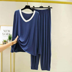 Contrast Neck-Style 2-Pcs Lounge And Night Wear Suit. WLW-10