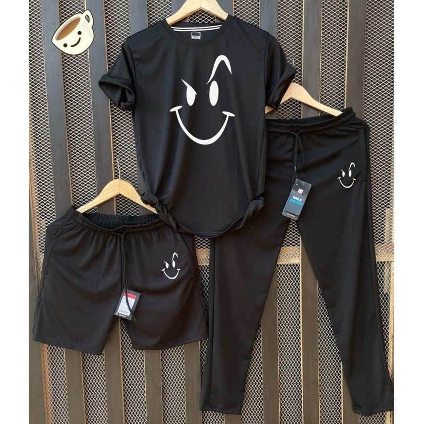 Black Naughty-Smile Bundle Of 3 Dry-Fit Premium Quality Summer Suit.