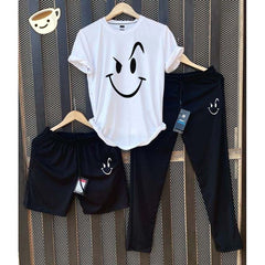 White Naughty-Smile Bundle Of 3 Dry-Fit Premium Quality Summer Suit.
