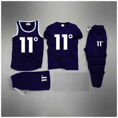 Blue 11-Degree Printed Bundle Of 4 Dry-Fit Complete Summer Deal.