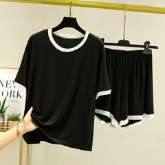 Contrast-Tape Short Style 2-Pcs Summer Launge & Night Wear Suit. WLW-04