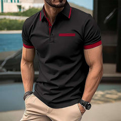 Black Collar Style Contrast Placket Designer Summer Tshirt MSDTS-11