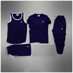 Blue RL Horse Printed Bundle Of 4 Dry-Fit Complete Summer Deal.