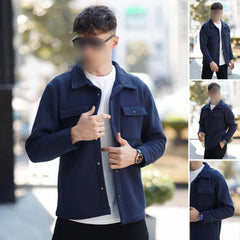 4-Pocket Collar Style Casual Fleece Winter Button Jacket D-2.