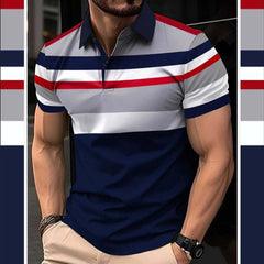 Imported 3D Stripe Printed Style Half-Sleeve Polo Summer Tshirt. MS3DP-106