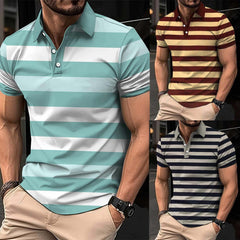Bundle Of 3 Imported 3D Stripe Printed Style Half-Sleeve Polo Summer Tshirt's. MS3DP-103+107+108