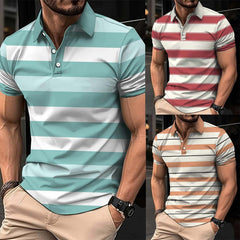 Bundle Of 3 Imported 3D Stripe Printed Style Half-Sleeve Polo Summer Tshirt's. MS3DP-101+103+109