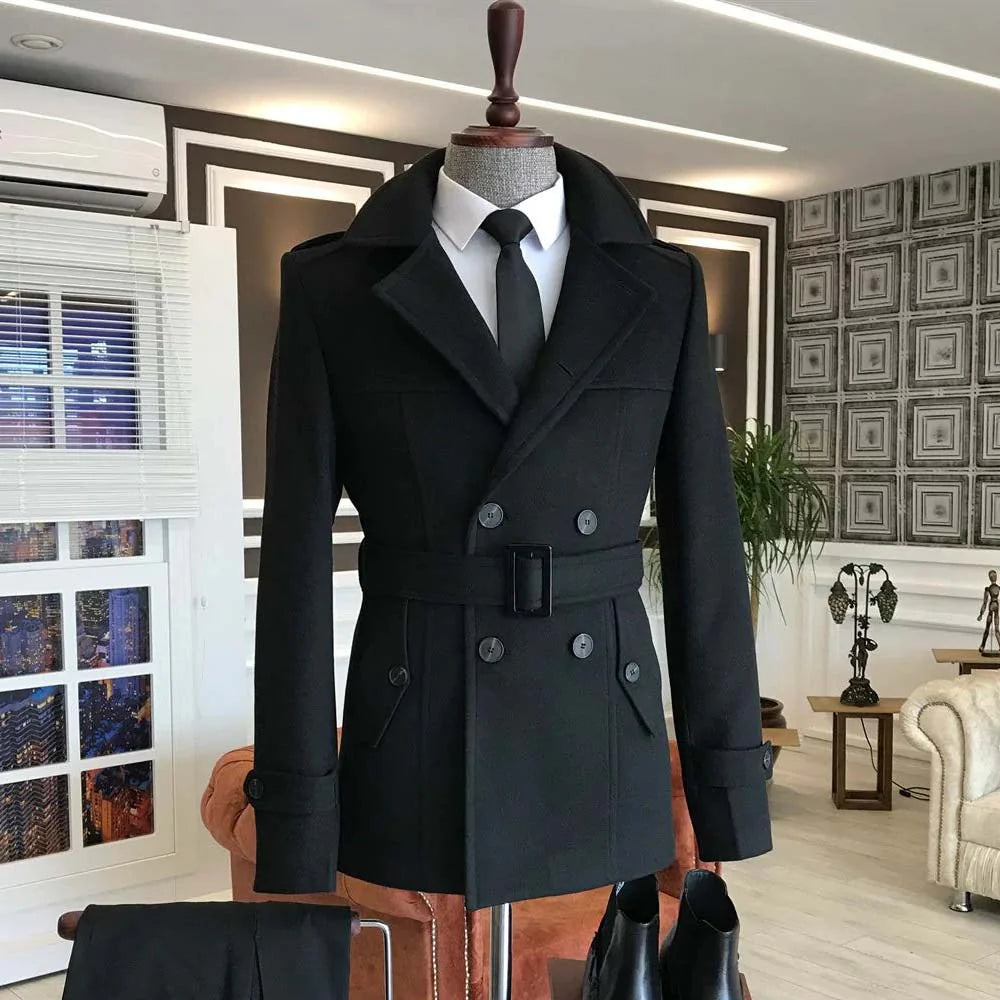 KingsMen Belt Style Casual Winter Fleece Coat. MWJ-409