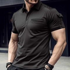 Black Collar Sleeves Pocket Style Designer Summer Tshirt MSDTS-09