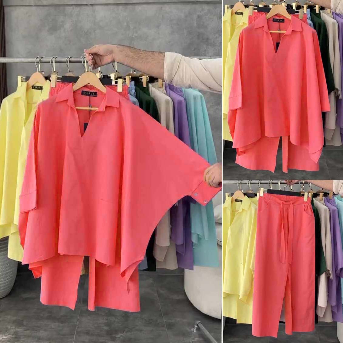 Batwing V-Collar Style Turkish Lawn 2-Pcs Stiched Co-Ord Set.