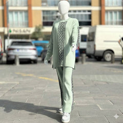 Centre-Puzzle Printed Premium Quality Winter 2-Pcs Tracksuit For Her. WWTS-22