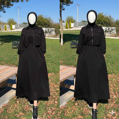 Drop Shoulder Short Jacket Maxi Style 2-Pcs Winter Co-Ord Set. WWTS-15