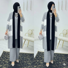 Turkish Patch-Work Gown Style 3-Pcs Winter Co-Ord Set. WWTS-11