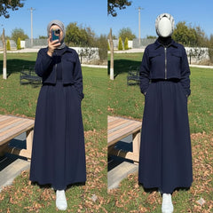 Drop Shoulder Short Jacket Maxi Style 2-Pcs Winter Co-Ord Set. WWTS-15