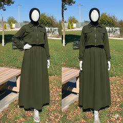 Drop Shoulder Short Jacket Maxi Style 2-Pcs Winter Co-Ord Set. WWTS-15