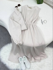 Drop Shoulder Short Jacket Maxi Style 2-Pcs Winter Co-Ord Set. WWTS-15