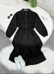 Drop Shoulder Short Jacket Maxi Style 2-Pcs Winter Co-Ord Set. WWTS-15