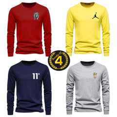 Bundle Of 4 Sweat-Style O-Neck Full Sleeve Tshirt For Summer's.